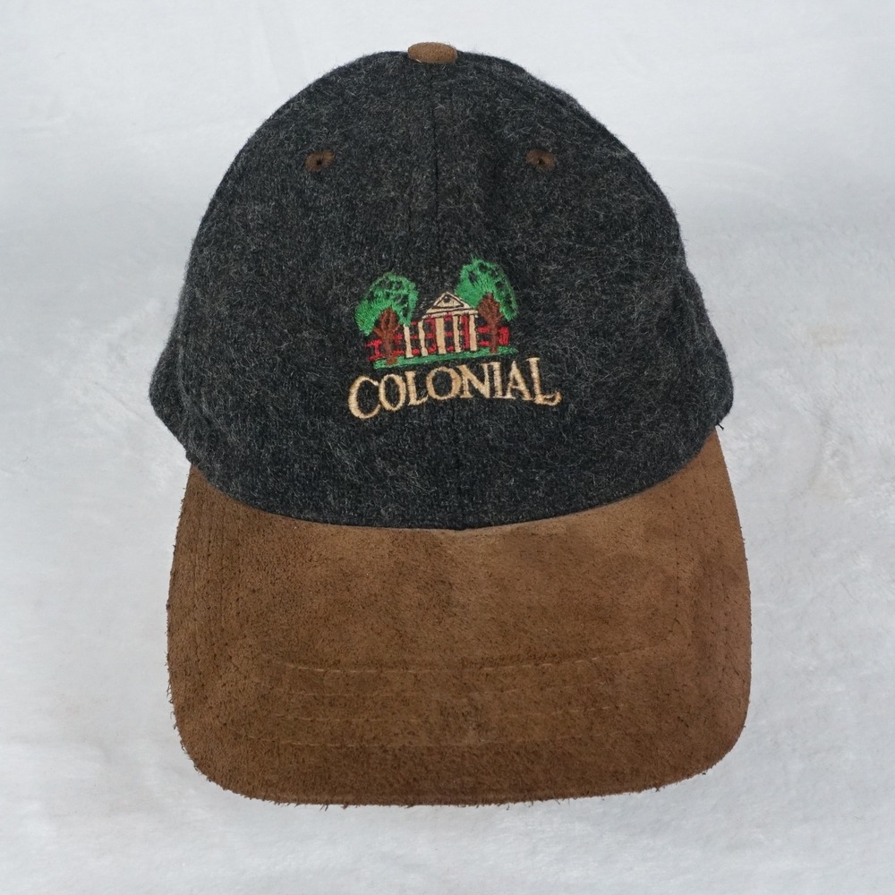 Vintage Wool Baseball Cap Brown Suede Visor Duckster Colonial USA Golf Retro Y2k